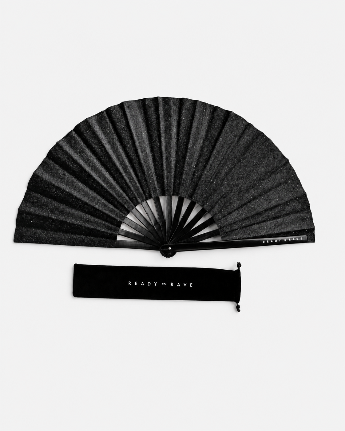 Black Glitter Large Hand Fan