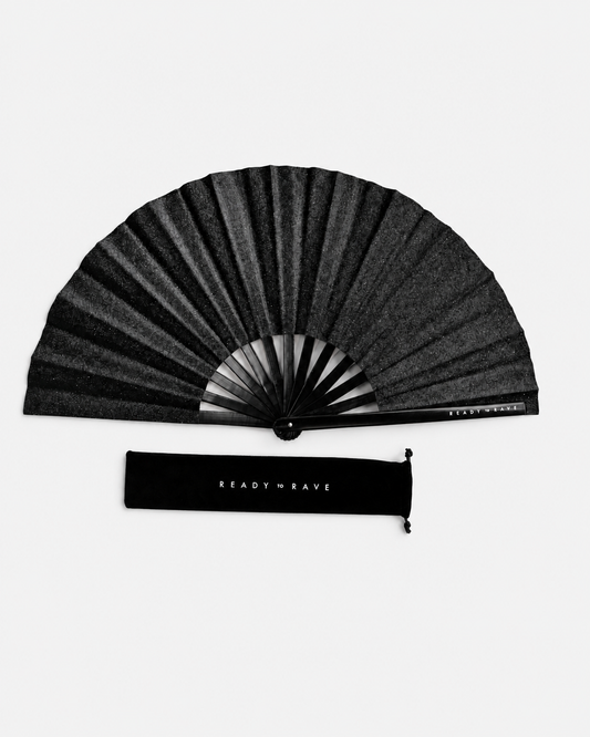 Black Glitter Large Hand Fan